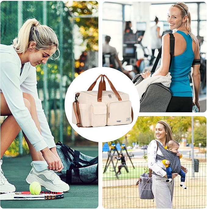 FIORETTO Women's Gym Duffle Bag with Shoes Compartment, 37L Capacity, Ideal for Travel, Gym, Sports, Duffel, Weekender