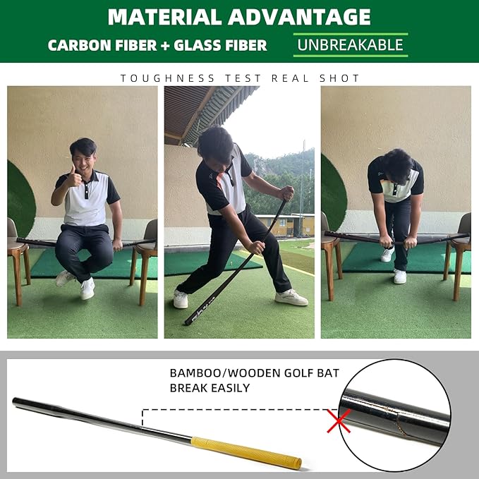 Golf Swing Trainer Pro Golf Bat Carbon Fiber Golf Swing Training Aid,Increase Club Head Speed,Golf Warm-Up Stick,Strength and Tempo Training Golf Accessories for Men Women