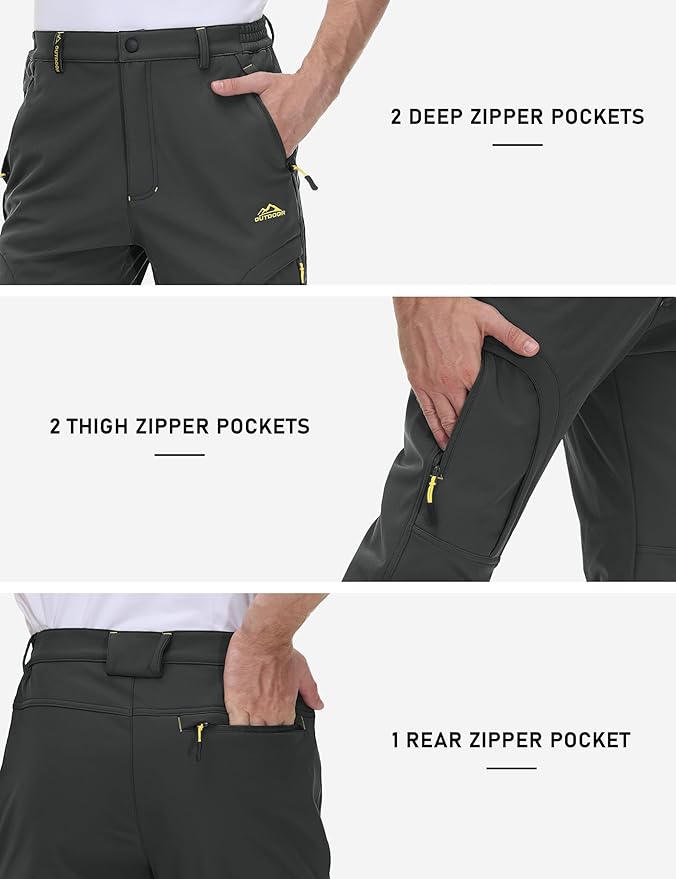 TACVASEN Winter Pants for Men Fleece Lined Waterproof Pants Insulated Hiking Pant for Ski Snowboard Outdoor Work Hunting