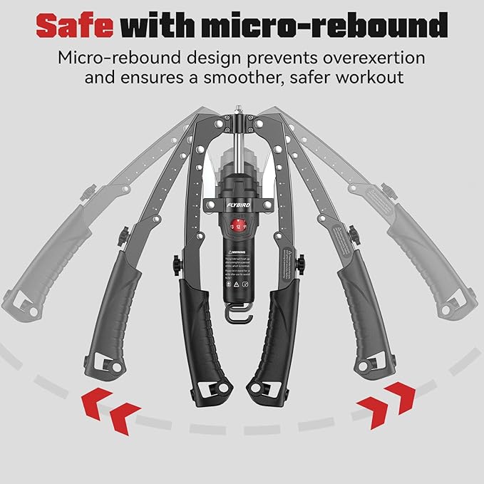 FLYBIRD Chest & Arm Twister Trainer, Hydraulic Power Chest Press Machine 22-440lbs for Upper Body Strength Training, 2-in-1 Chest Trainer with Ab Roller Wheel (Backpack & Pad Included)