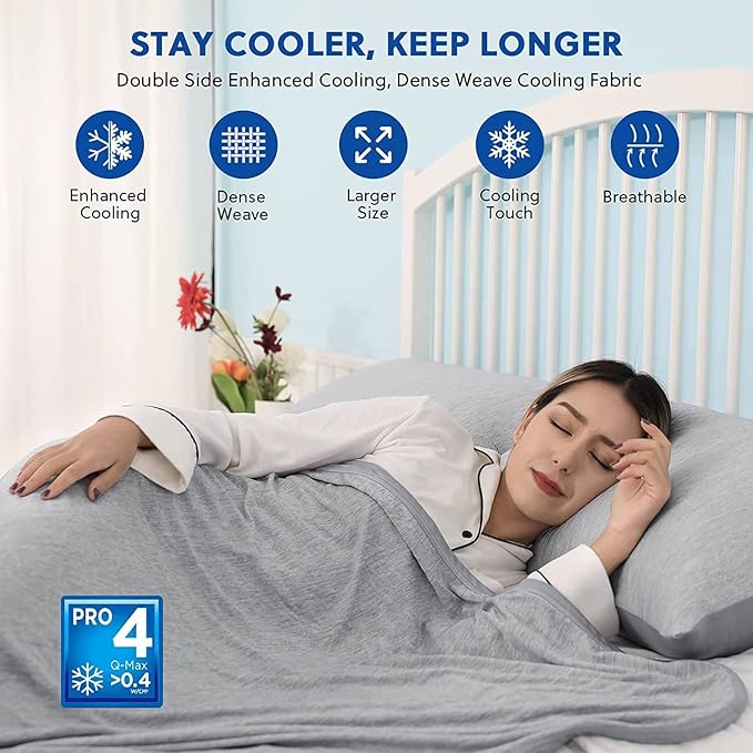 HOMFINE Cooling Blankets for Hot Sleepers - Summer Blanket Thin Lightweight Breathable Soft Double Side Enhanced Cooling for Bed Couch Sofa, Keep Cool for Night Sweats (Grey, 108 x 90 inches)