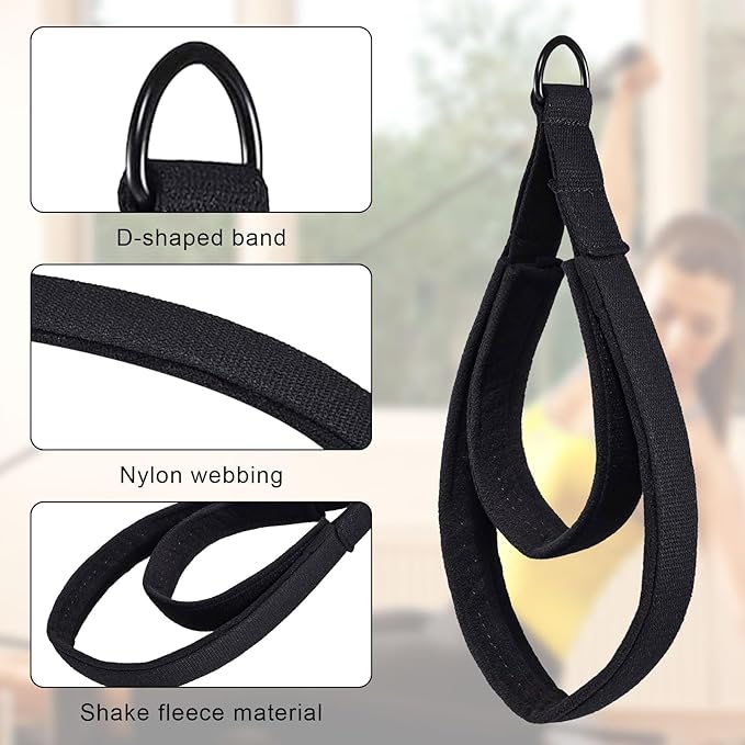 Pilates Double Loop Straps for Reformer, D Ring Straps Handle, Yoga Exercise Straps, 2 PCS