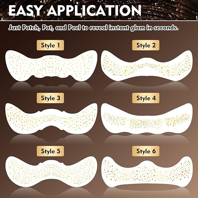 Glitter Freckles,Glitter Freckles Face Tattoo,Gold Freckles,Sparkle Freckles,Face Glitter Makeup Patches,6pcs