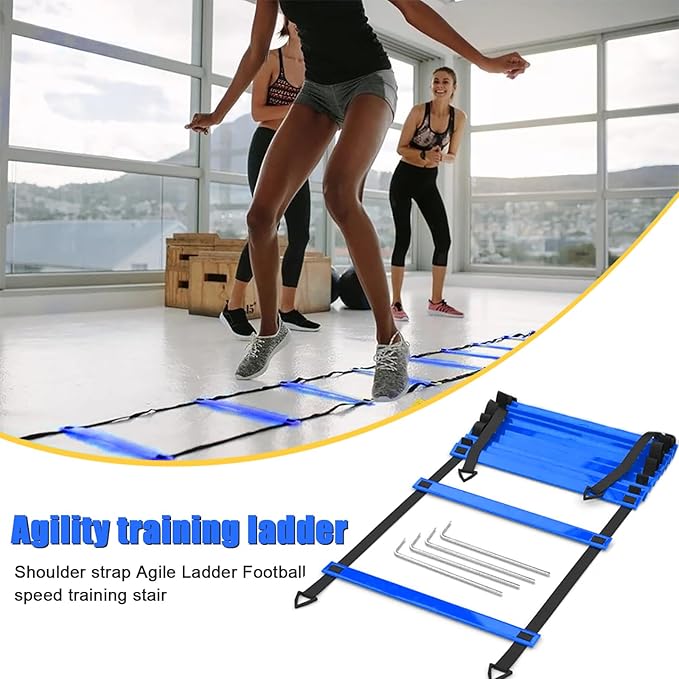 Football Training Equipment | Speed Agility Training Set, Including 1 Agility Ladder, 4 Steel Piles,12 Disc Cones,1 Resistance Umbrella .| for Athletes/Sports Including Football & Basketball