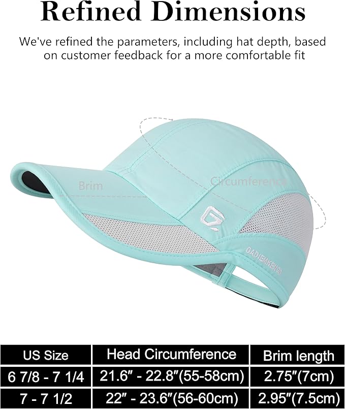 GADIEMKENSD Quick Dry Run Hat Cooling Breathable Mesh