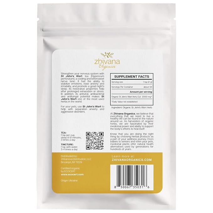 Organic St Johns Wort Tea (4 oz.) – 100% Pure Dried Saint John’s Wort Herb – Te de Hierba de San Juan Organica