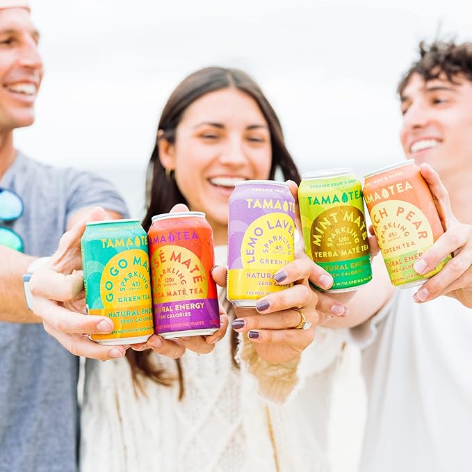 Tama Tea Sugar-Free Sparkling Green Tea Variety Pack – Organic & Naturally Energizing, Zero Calorie, Zero Carb, Non-GMO – Antioxidant-Rich with 45mg Natural Caffeine – 12 oz Cans (12-Pack)
