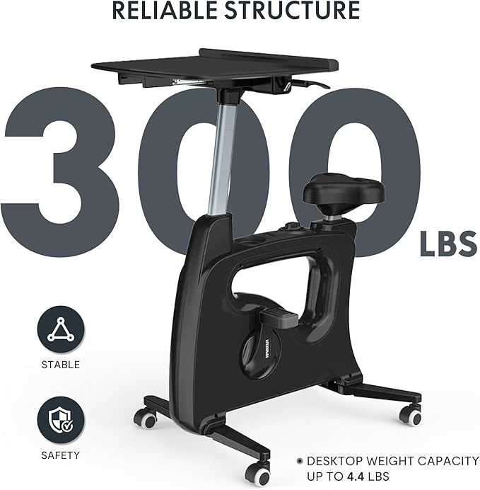 FLEXISPOT Exercise Bike with 2D Desktop, Space Saving Under Desk Bike with Removable Desk, Stationary Bikes Indoor Bikes with 300LBS Heavy Duty 8-Level Resistance Flywheel Optional LCD, V9PRO/V9MAX