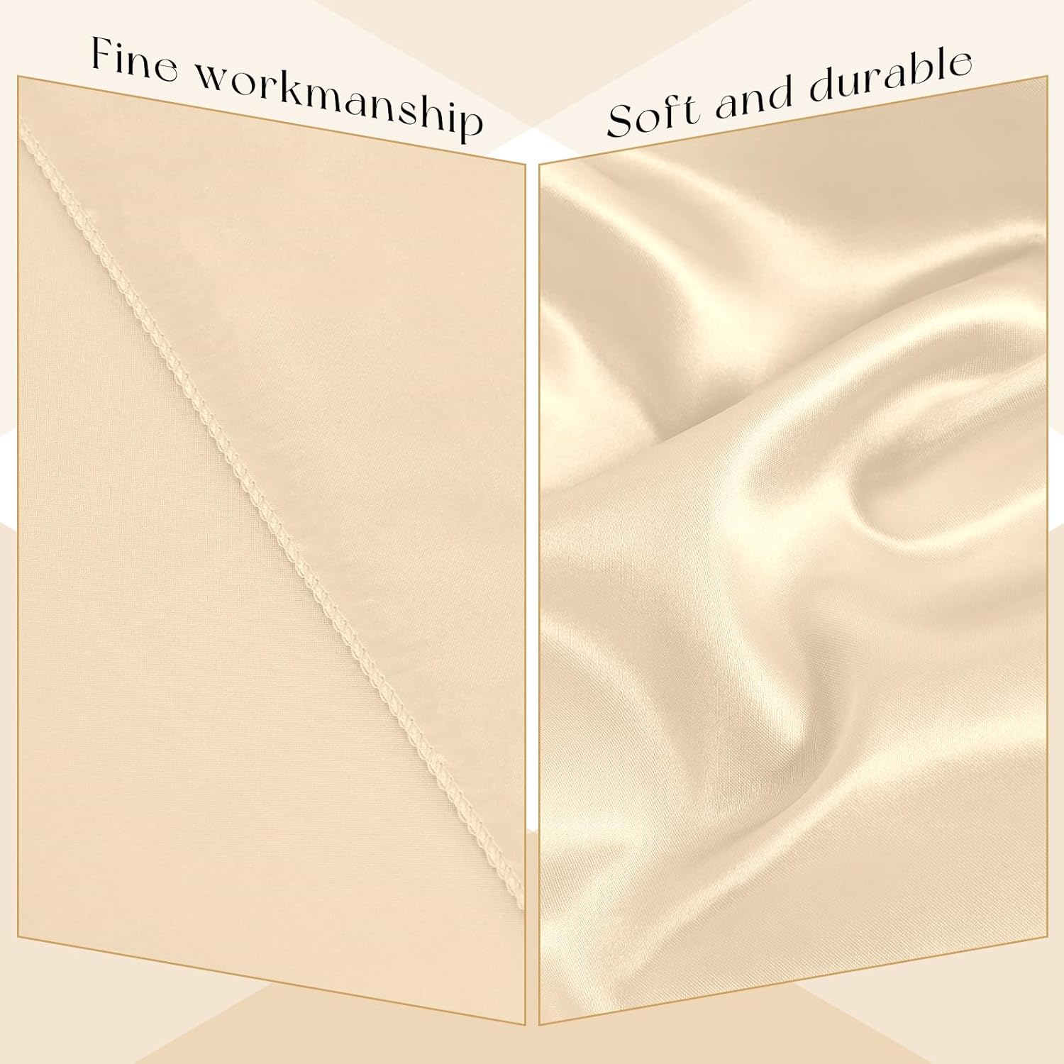 10 Packs Satin Tablecloth 57 x 108 Inch Champagne Rectangular Table Cloth Silk Tablecloth Smooth Fabric Overlay Satin Table Cover Decoration for Wedding Party Banquet Events