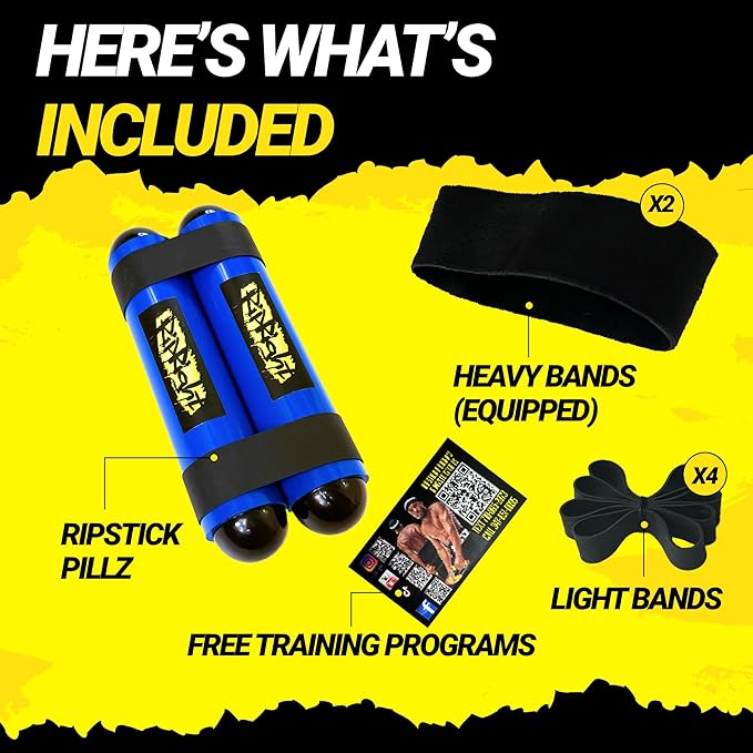Premium RipStick Pillz, Workout Equipment for Joint Rehab, Shoulder Strength, Resistance Training, and Muscle Building, with 6 Adjustable Resistance Bands