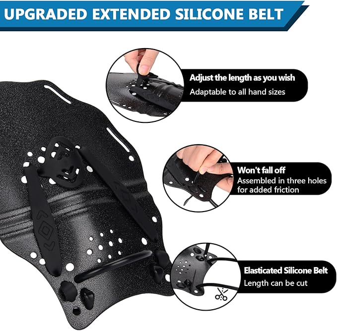 Hikeen Swim Paddle Hand for Adult and Junior, Swim Training Hand Paddles with Adjustable Straps, Swimming Hand Paddles for Training