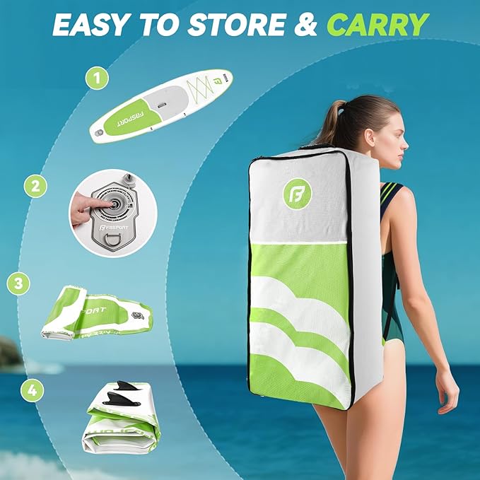 FBSPORT 11FT Premium Inflatable Stand Up Paddle Board with Electric Pump, Yoga Board with SUP Accessories & Carry Bag | Wide Stance, Surf Control, Non-Slip Deck, Leash and Paddle for Youth & Adult