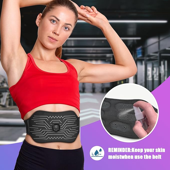 FDA Cleared - Abs Stimulator Muscle Toner, EMS Muscle Stimulator, Fitness Belt Ab Workout Equipment Black White