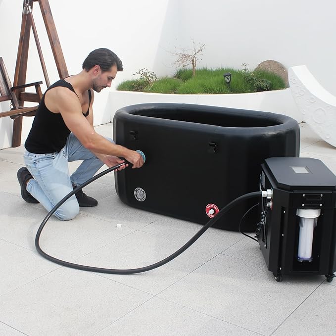 Freein Ice Bath Tub For Athletes Water Chiller Compatible Cold Plunge Outdoor, Portable, Foldable Cold Plunge Tub for Adults 52"x28"x24" Inflatable Recovery PRO