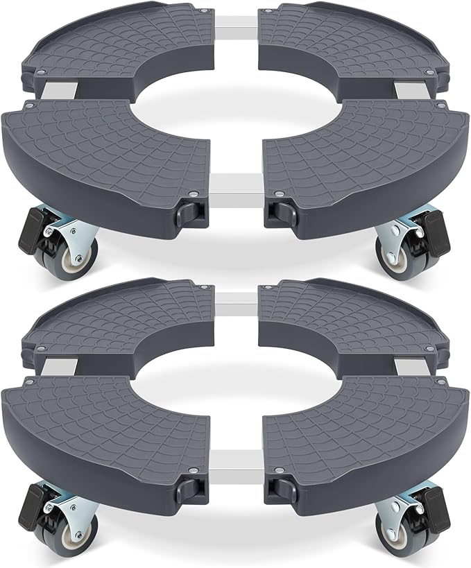 W B D WEIBIDA 2 Pack Plant Caddy with Wheels Heavy Duty Rolling Plant Stand Plant Roller Base for Large Planter Indoor Outdoor Round Dolly Cart with Casters