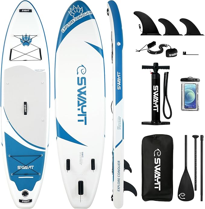 Inflatable Stand Up Paddle Board – Durable SUP for Adults & Youth,33" Wide Blow Up Paddle Board with Paddle, Pump, Backpack,Leash – All Around Stable for All Skill Levels, Carries up to 450 lbs
