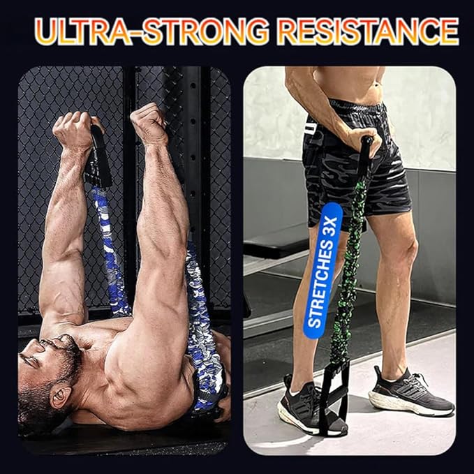 Natural Latex 3-Hole Resistance Stretcher, 2025 New Chest Expander Stretch Bands for Men, High Elasticity & Tear Resistant Exercise Bands with Handles, Full-Body Basic Training