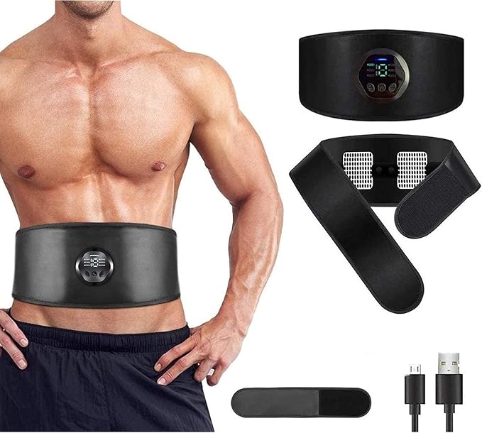EMS Muscle Stimulator Muscle Toning Training Belt, Muscle Toner Waist Trimmer Equipment for Men Women, Abs Fitness Belt Workout Rechargeable Abs Muscle Training Gear