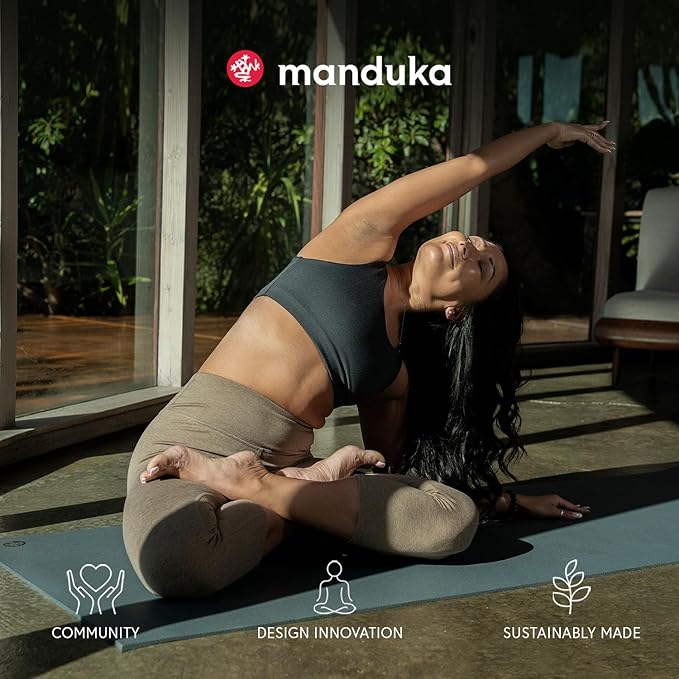 Manduka eKO SuperLite Yoga Mat - 1.5mm Natural Rubber | Foldable & Travel Friendly | Soft Textured Surface | Eco-friendly