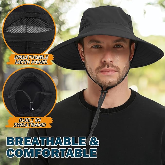 EINSKEY Wide Brim Sun Hat, UPF 50+ UV Protection Waterproof Packable Bucket Hat for Men & Women, Fishing Hiking Beach Garden