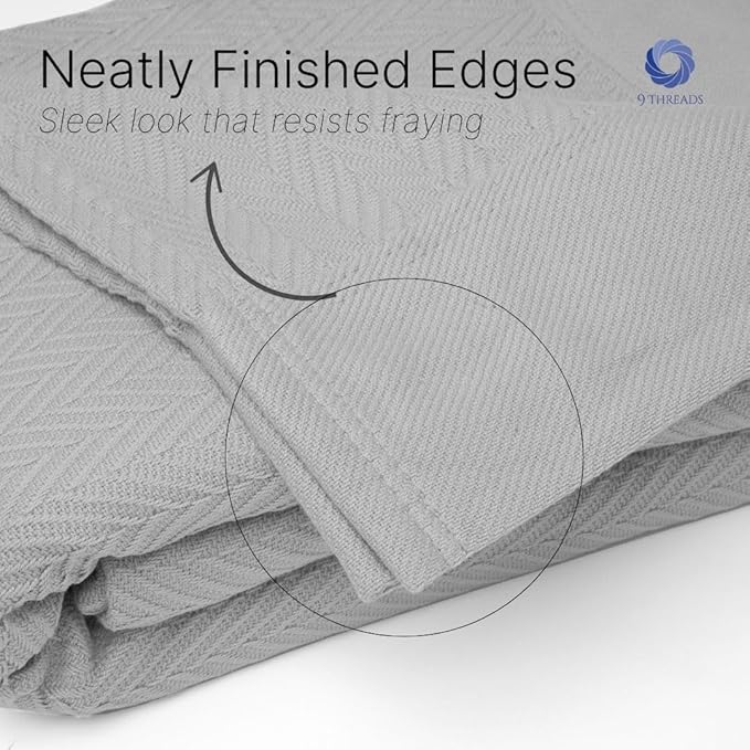 100% Cotton Herringbone Blankets, 90"X90" Queen, Throw Blanket for Bed All Season Cotton Blanket, Cozy Blanket,Throws & Bed Blanket, Throw Blanket for Couch, Modern Home Decor -Scottish Grey