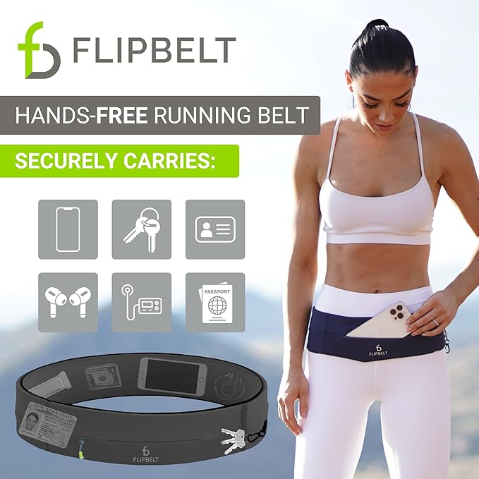 FlipBelt Zipper Running Belt, Waist Pack for Fitness and Running, US Company