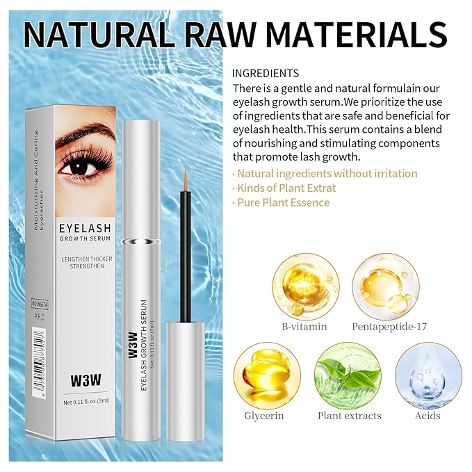Lash Serum,Eyelash Growth Serum,Lash Enhancing Serum,Lash Boost Growth Serum,3 ML Lash Serum for Natural Longer, Fuller,and Thicker Lashes Brows,Plant Extracts No Irritating