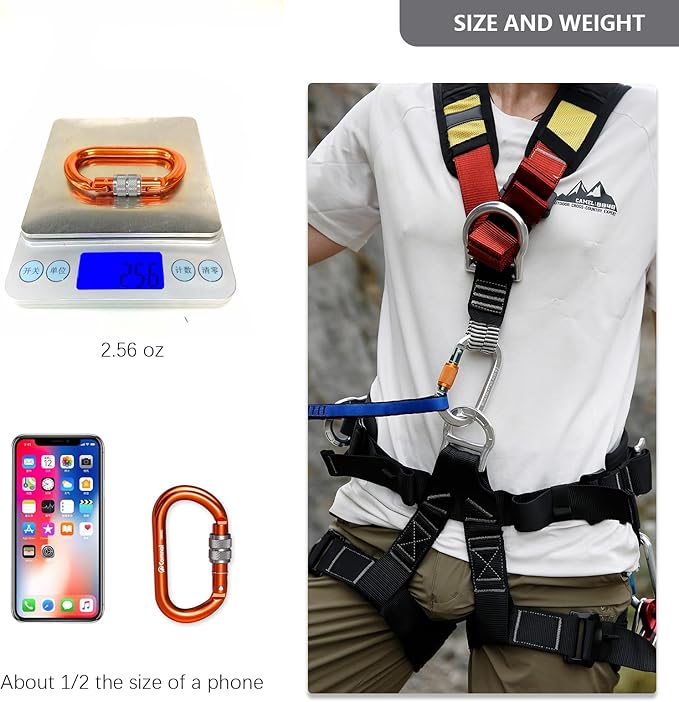 Heavy Duty Carabiner, 25kn(About 5620 lbs) Oval Carabiner Clip O-Shape Rock Climbing Carabiner Lightweight Caribeener for Climbing, Mountaineer, Aerial Work