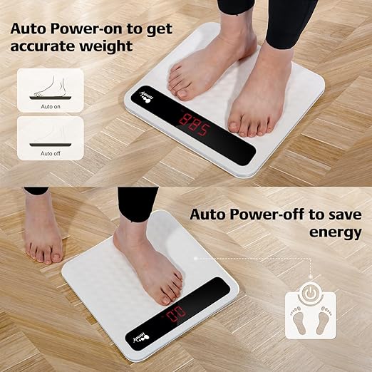 himaly Digital Body Weight Scale Bathroom Scale, Step-On Technology High Precision Measurements Scales with Large Non Slip Silicone Platform and LCD Digital Display, 400lbs/180kg Capacity, White