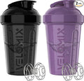 '-2 Pack- 20 oz Protein Shaker Bottles for Protein Mixes - 2x Wire Whisk | Leak Proof Shaker Cups for Protein Shakes and Pre Workout | Protein Shaker Bottle Pack (Purple&Black)