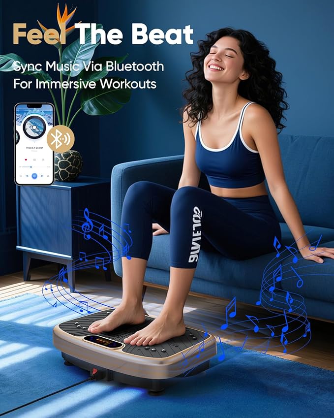 Vibration Plate Exercise Machine, Vibration Plate Platform for Lymphatic Drainage, 200 Adjustable Speeds Power Shaping Vibrating Plate Helps Weight Loss, Shaping, Max Weight 450 Lbs
