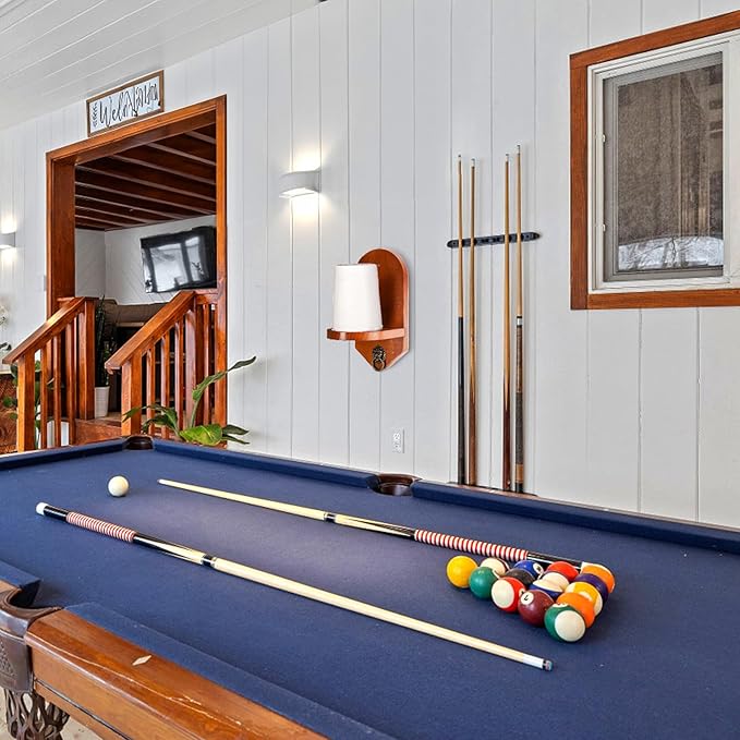 Wall Mounted Cone Chalk Holder, Solid Wood Pool Hand Chalk Holder, Billiards Pool Table Cone Chalk Holder with Beveled Edge and Hardware, Pool Table Accessories