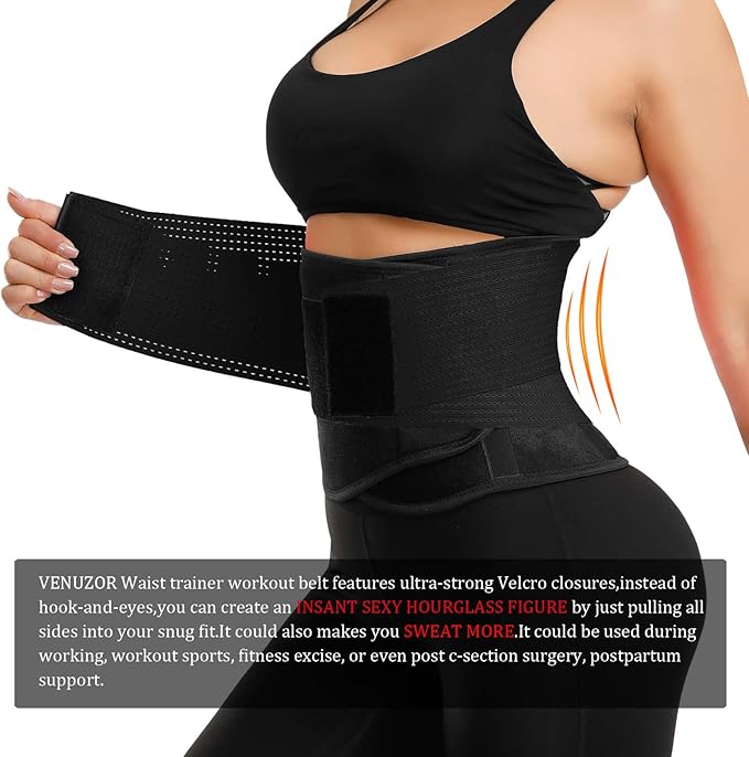 VENUZOR Waist Trainer Belt for Women - Waist Cincher Trimmer - Slimming Body Shaper Belt - Sport Girdle Belt (UP Graded)