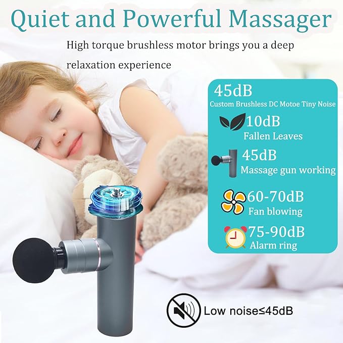 Mini Massage Gun, Percussion Deep Tissues Muscle with 4 Attachments, Full-Metal Electric Portable Hand Held Massager Gun for Back, Body Sore Muscles, Pain Relief, Gifts for Office, Home