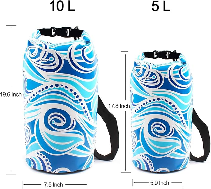 Dry Bag Waterproof,10L Roll Top Backpack Floating Dry Bag for Kayaking Boating Swimming Hiking Camping Outdoor Activities,Blue Sky