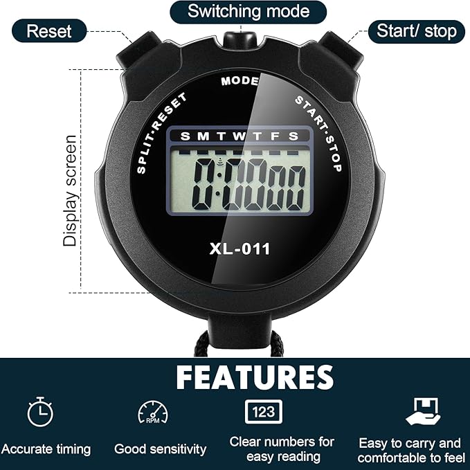 Kanayu 28 Pcs Multi Function Digital Stopwatch Timer Bulk Sports Stopwatch with Lanyard Date Time Alarm Timer for Coach Swimming Running Sports Train