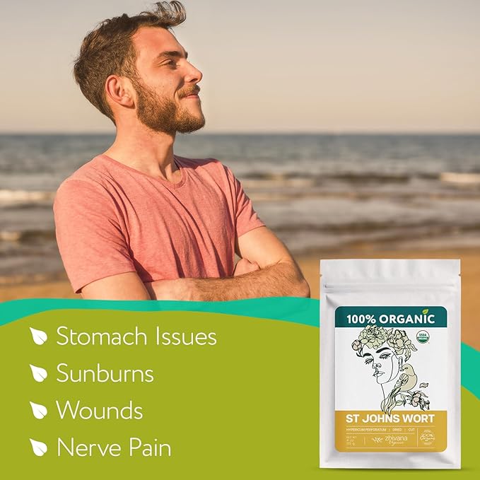 Organic St Johns Wort Tea (4 oz.) – 100% Pure Dried Saint John’s Wort Herb – Te de Hierba de San Juan Organica