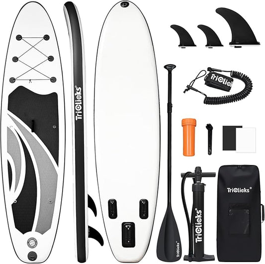 10' Inflatable Stand Up Paddle Board, Ultra-Light Wide Yoga Board for All Skill Levels with Premium SUP Paddleboard Accessories, 84L Waterproof Bag, Non-Slip Comfort Deck for Youth & Adults