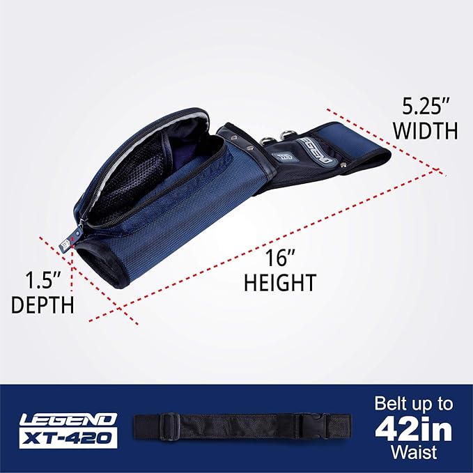 Legend XT420 Field Quiver - Left or Right-Handed Quiver Arrow Holder, Archery Quiver with 3 Arrow Tube, Durable Nylon Hip Quivers with Multiple Pockets for Archery Accessories, Score Card & Tools