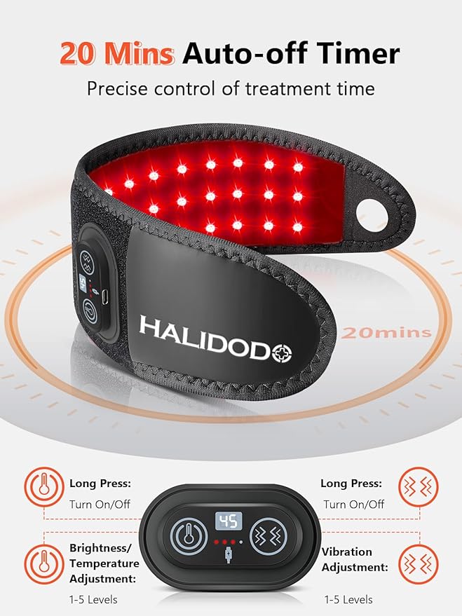 Red Light Therapy for Hand Wrist with Heat & Massage, 3000mAh Wireless Controller Infrared Light with 108 Beads Wrist Brace & Hands Wrap Pad for Knee Ankle Foot Joint Faster Recovery Pain Relief