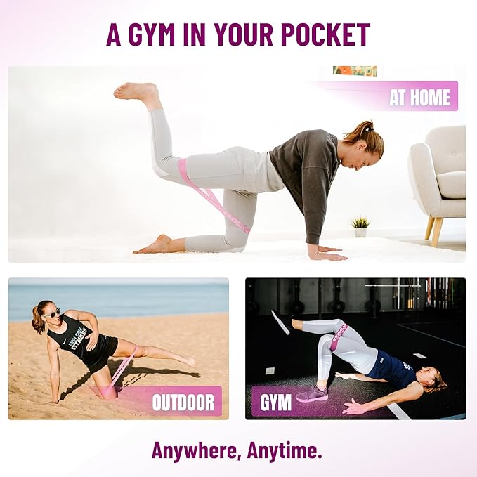 Fabric Mini Resistance Bands Sets for Trainers, Bootcamp, Gym for Men and Women in Fun Colors - Ebook, Videos and Workout Chart Included by Iron Core Fitness