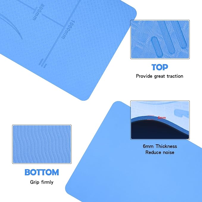 Exercise Equipment Mat for Ab Roller Wheel, Non Slip Abdominal Knee Mat, 6mm Thick Home Gym Floor Pad for Yoga, Pilates, Skipping, 72"L X 24"W X 0.24"Th, TPE