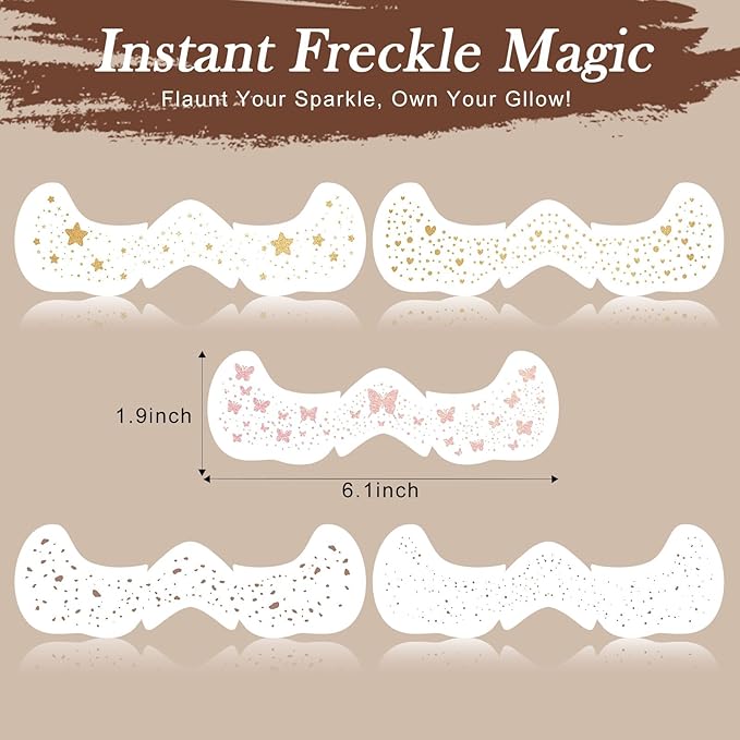 Face Glitter Freckles Tattoo,Diesetsr Temporary Makeup Patches,Body Glitter Sparkle Fake Freckles Stickers for Women Kids Festival, Concert,Carnival Party,Cosmetic Glitter,Rave Accessories,10 PCS