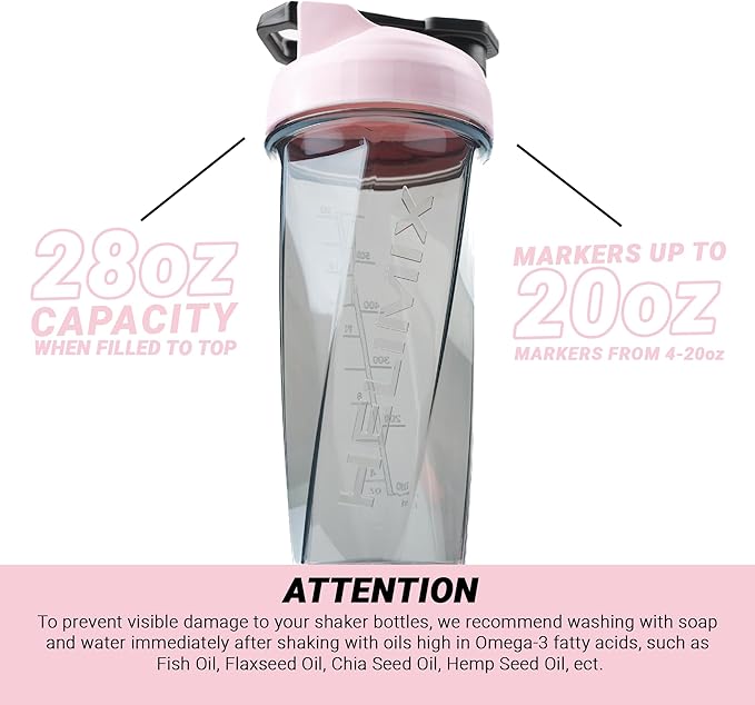 HELIMIX 2.0 Vortex Blender Shaker Bottle Holds upto 28oz | No Blending Ball or Whisk | USA Made | Portable Pre Workout Whey Protein Drink Shaker Cup | Mixes Cocktails Smoothies Shakes | Top Rack Safe