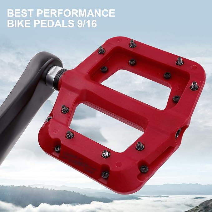 FOOKER MTB Pedals Mountain Bike Pedals 3 Bearing Non-Slip Lightweight Nylon Fiber Bicycle Platform Pedals for BMX MTB 9/16"