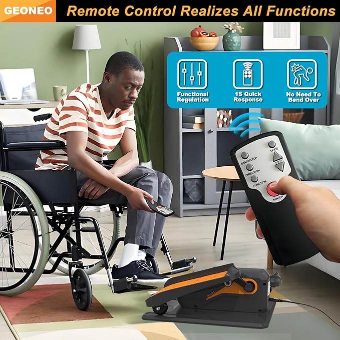Under Desk Elliptical Machine, Electric Ellipse Leg Exerciser for Senior, Quiet and Compact Electric Seated Pedal Exerciser for Home with Monitor, Remote Control and 12 Adjustable Speeds