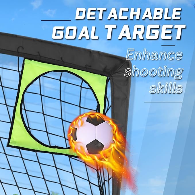 Kids Soccer Goal for Backyard, 6x4 9x5 FT Portable Soccer Nets Pop Up with Ball, Agility Ladder, Cones, Target & Carry Bag for Toddler Youth Outdoor Indoor Training Practice Sports Games Play