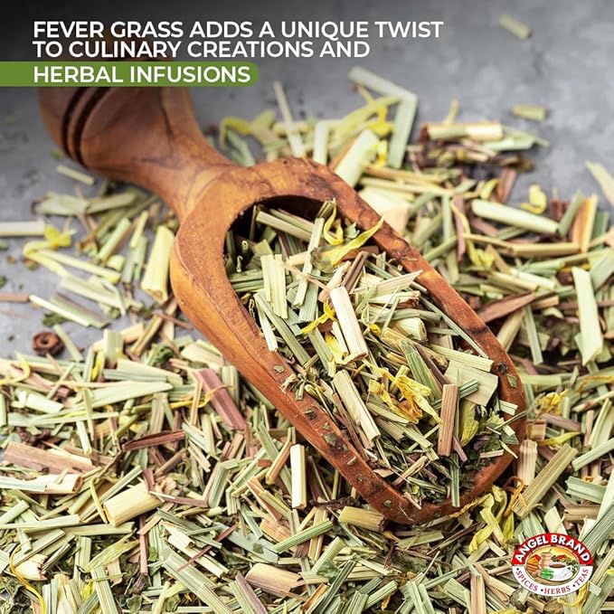 Angel Brand Fever Grass Tea Jamaican – 0.25 oz Pouch Pack of 3 – Dried Lemongrass Leaves for Herbal Tea and Infusions.