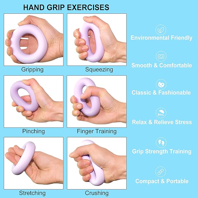 Grip Strength Trainer Hand Gripper Strengthener. Hand Finger Wrist Forearm Workout Exerciser for Strength Training Rock Climbing Athletes Rehabilitation Stress Relief. Silicone Rings 3.5 Inch.