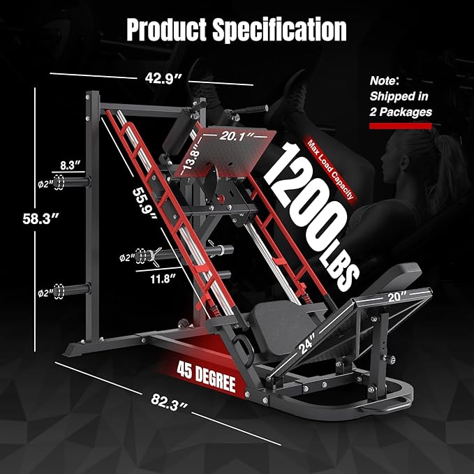 Dripex Leg Press Machine, Leg Press Machines for Home Gym, Professional Leg Press Hack Squat Machine Combo with 4 Weight Plate Storage Holders for Full Lower Body Workout